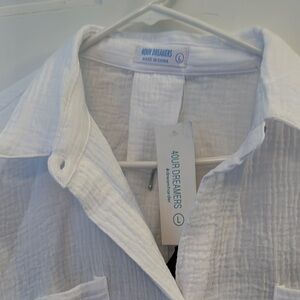 Dreamers White Button Down Shirt with Textured Fabric